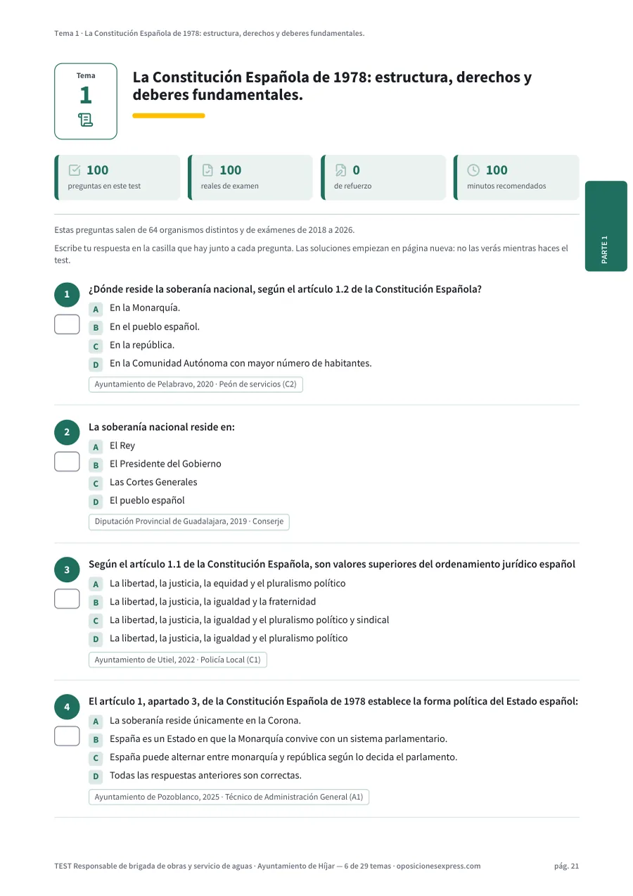 Página del test del tema 1