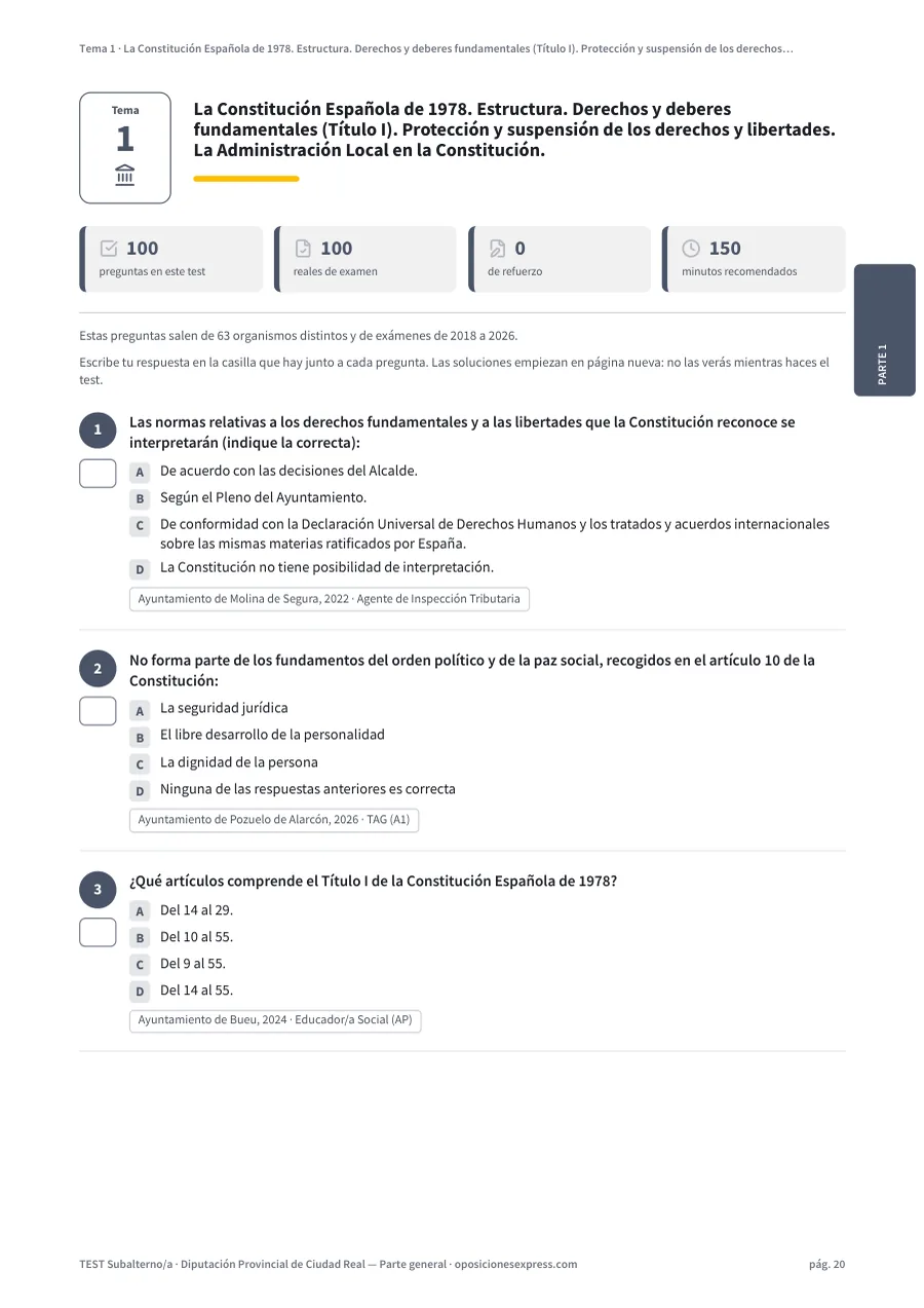 Página del test del tema 1