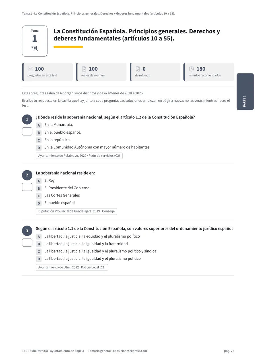 Página del test del tema 1