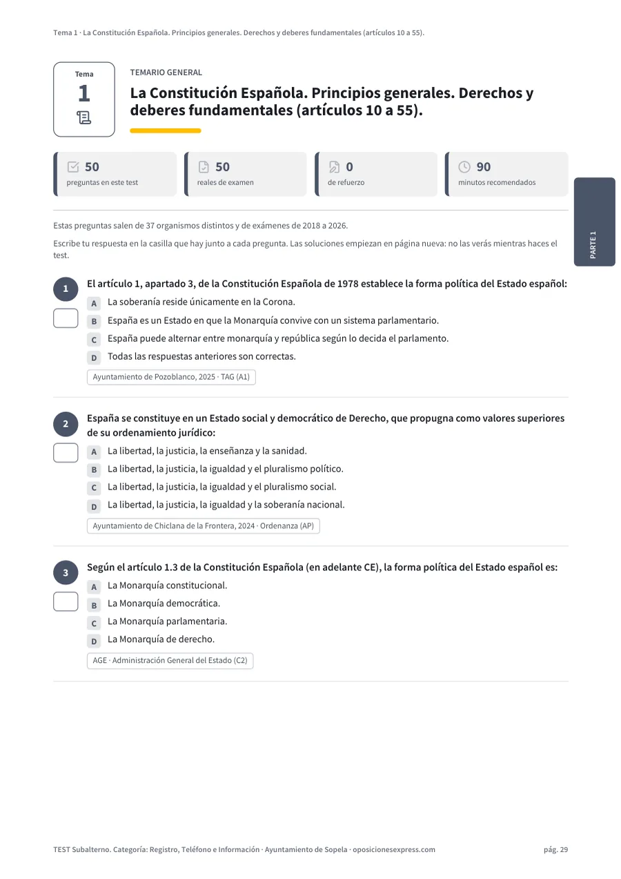 Página del test del tema 1