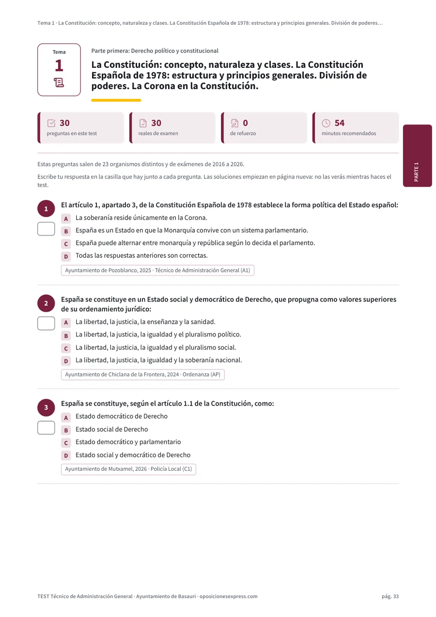 Página del test del tema 1
