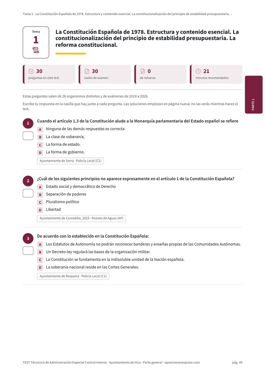 Página del test del tema 1