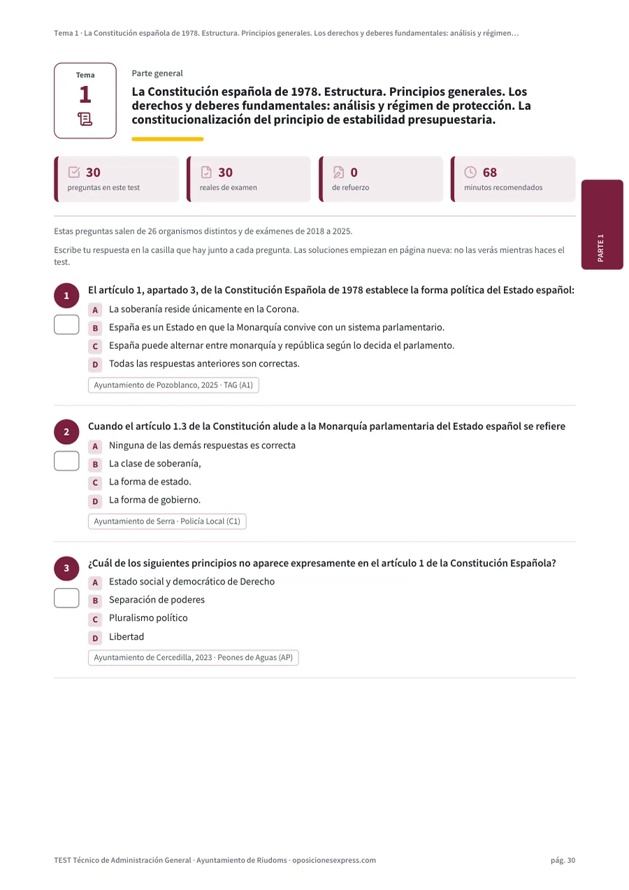 Página del test del tema 1