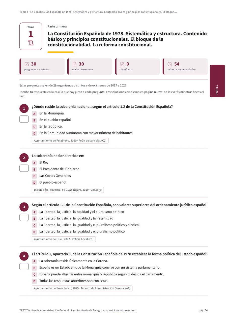 Página del test del tema 1