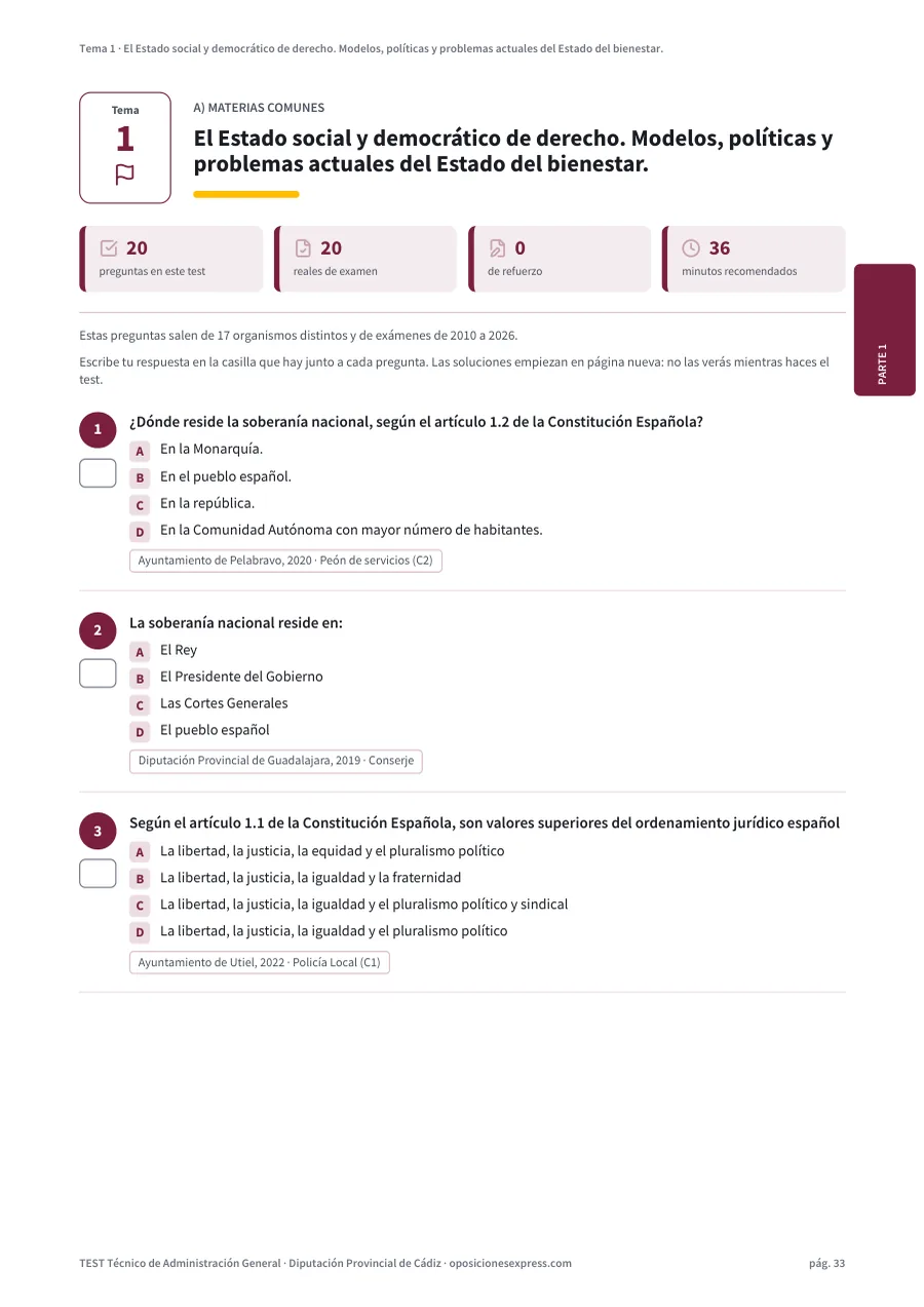 Página del test del tema 1