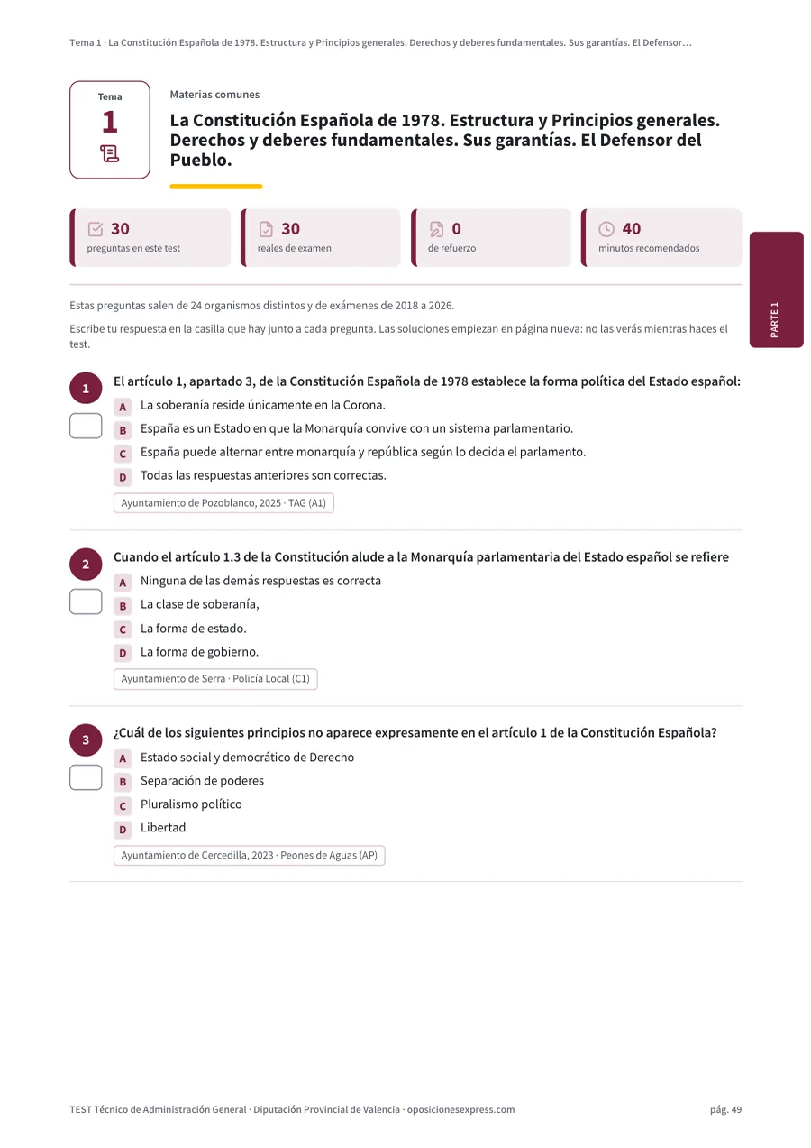 Página del test del tema 1