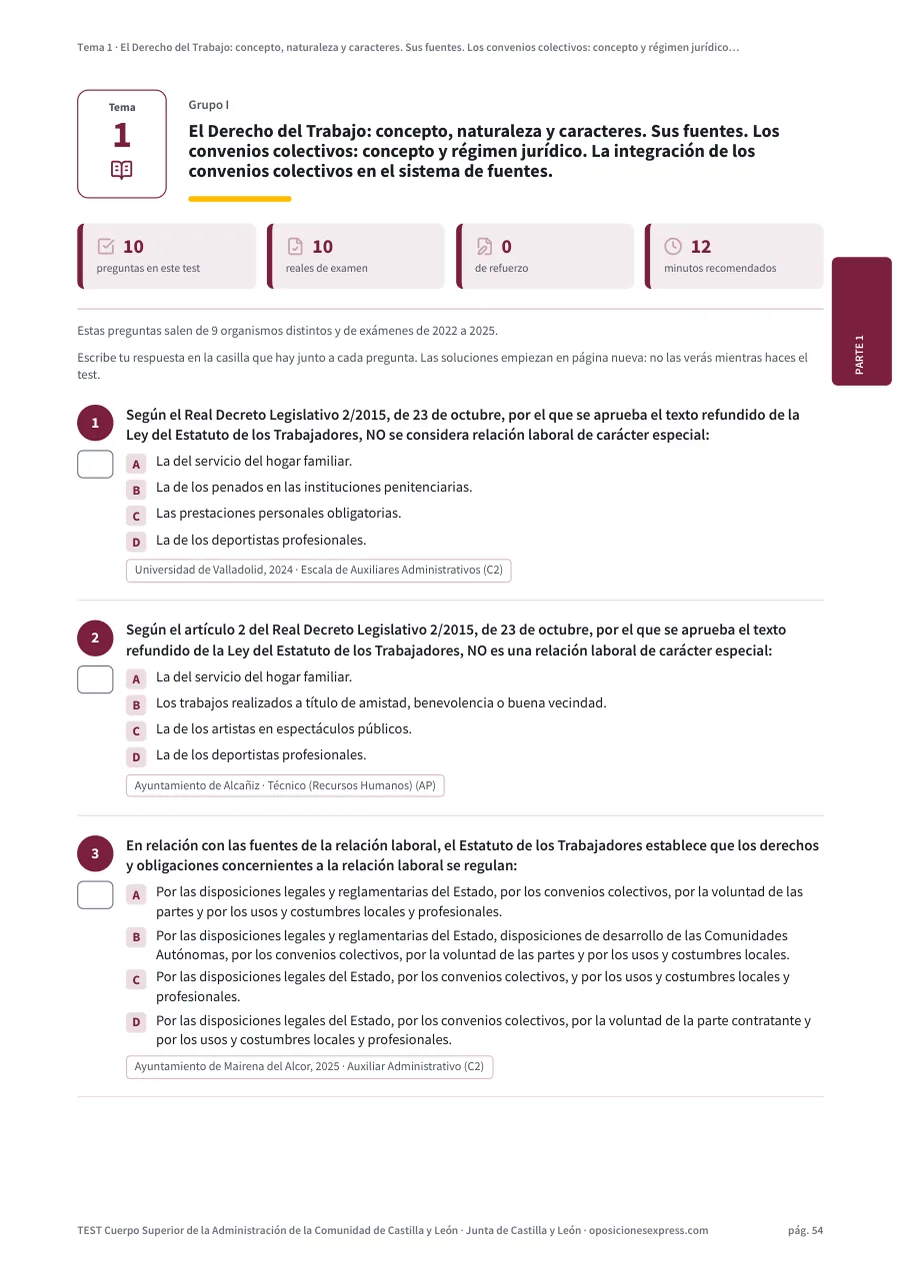Página del test del tema 1