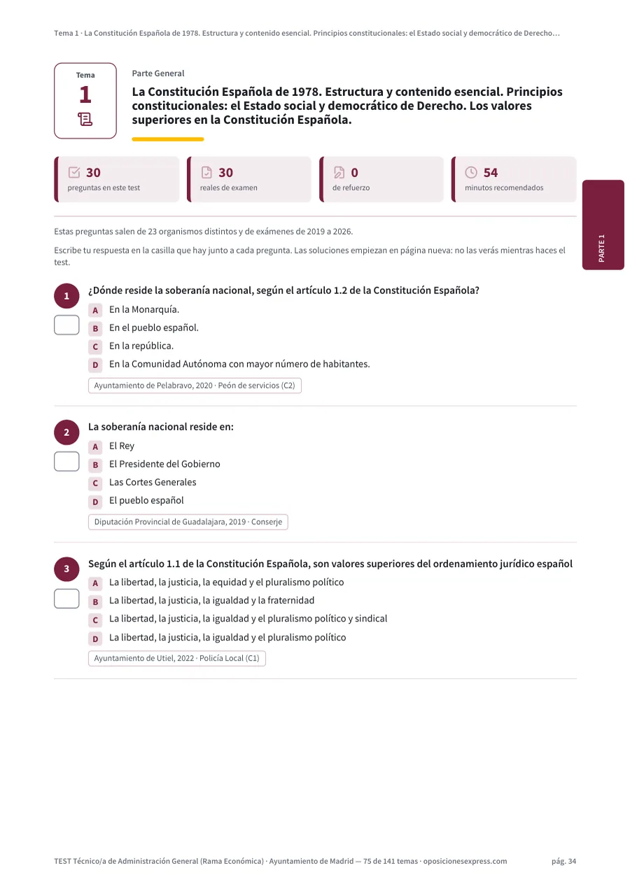 Página del test del tema 1