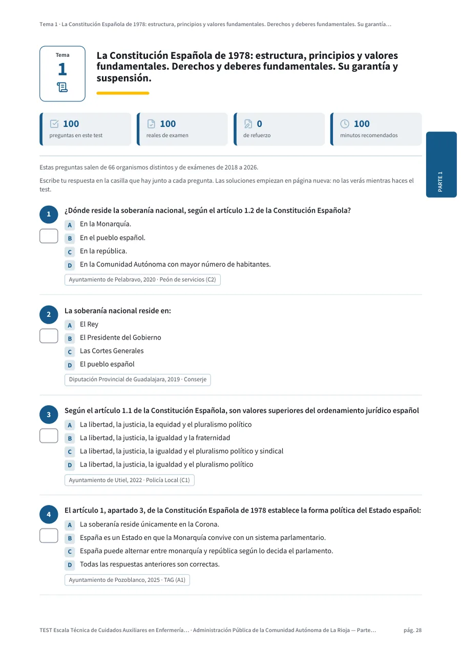 Página del test del tema 1