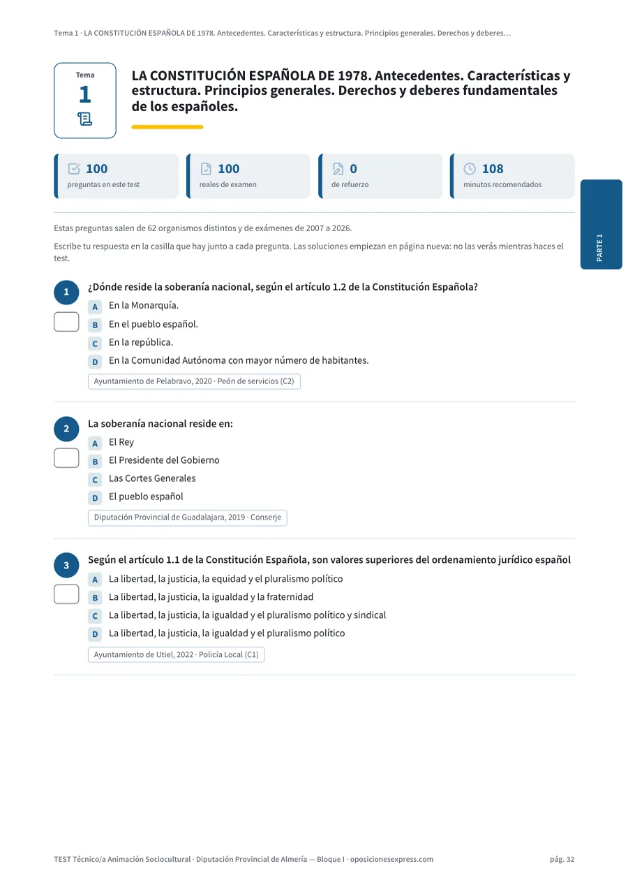 Página del test del tema 1
