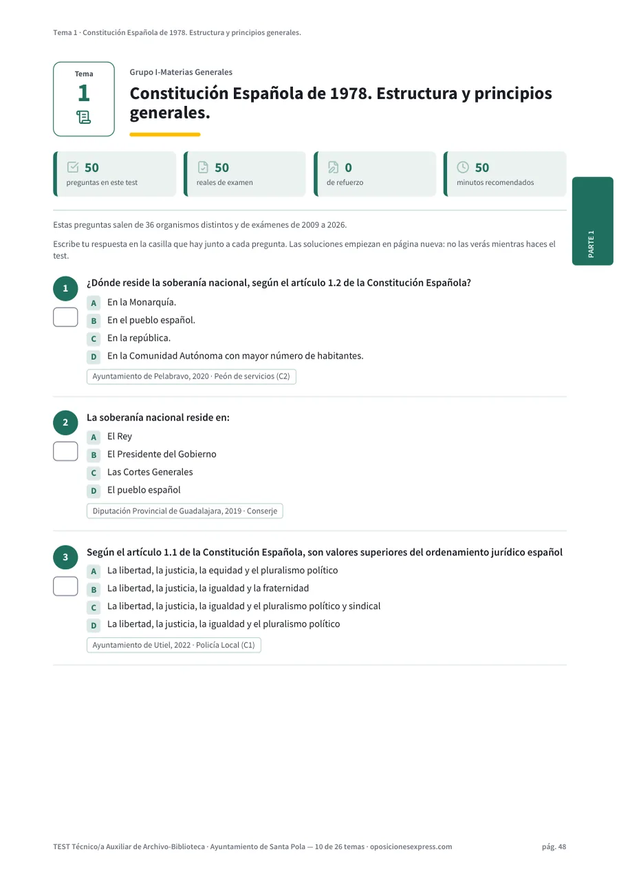 Página del test del tema 1