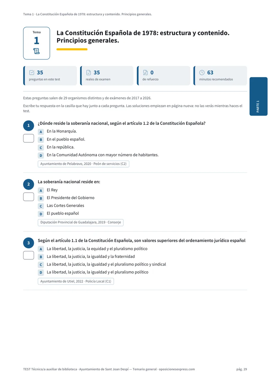 Página del test del tema 1