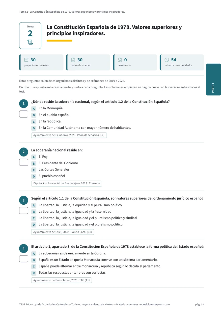 Página del test del tema 2