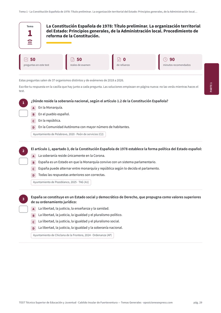 Página del test del tema 1