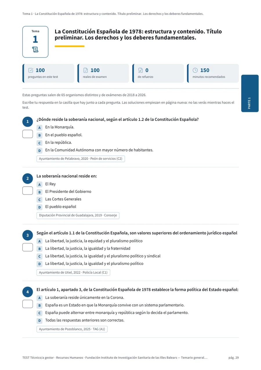 Página del test del tema 1