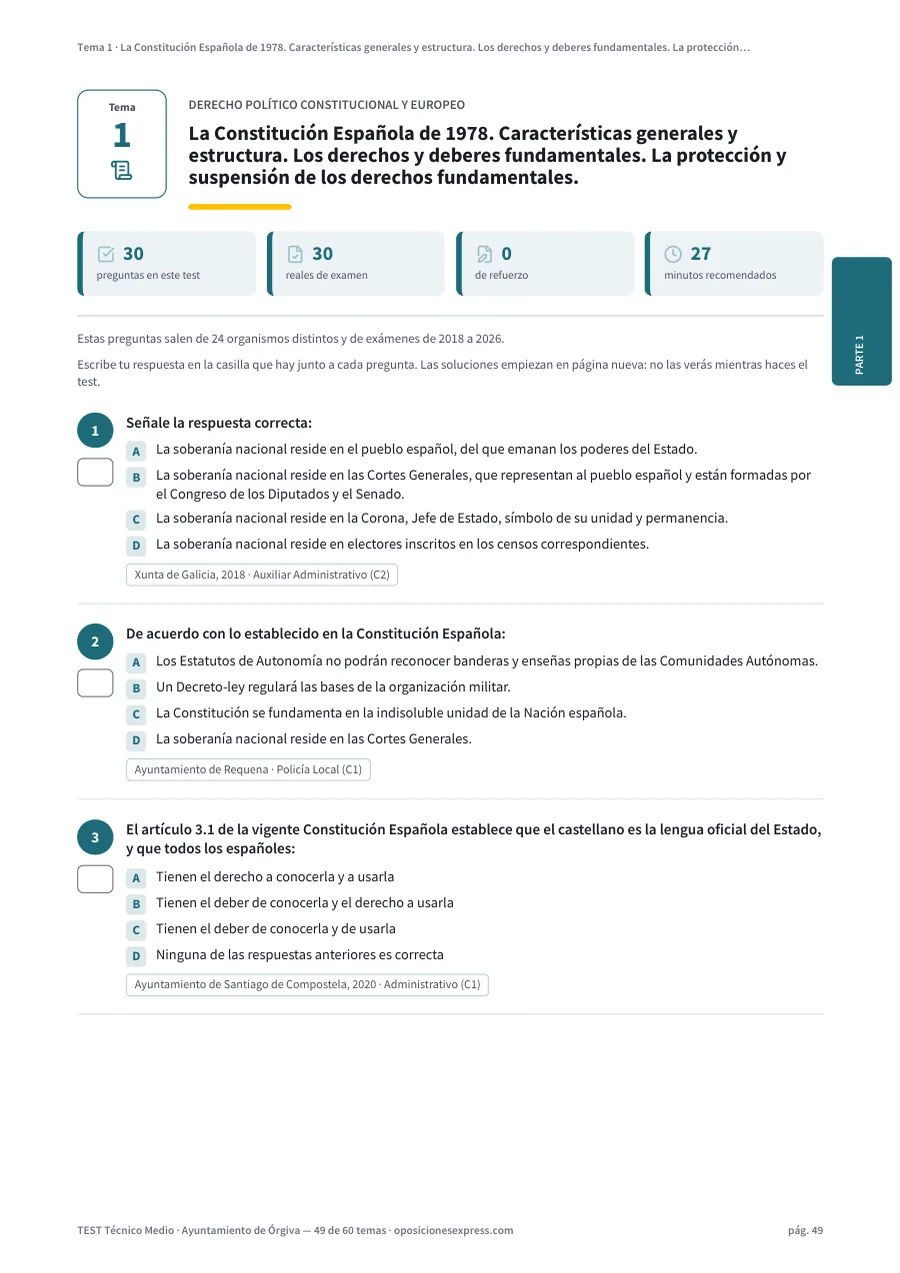 Página del test del tema 1