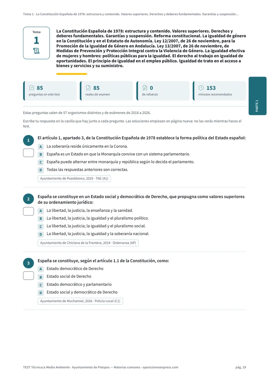 Página del test del tema 1