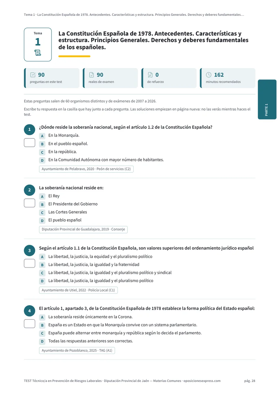 Página del test del tema 1