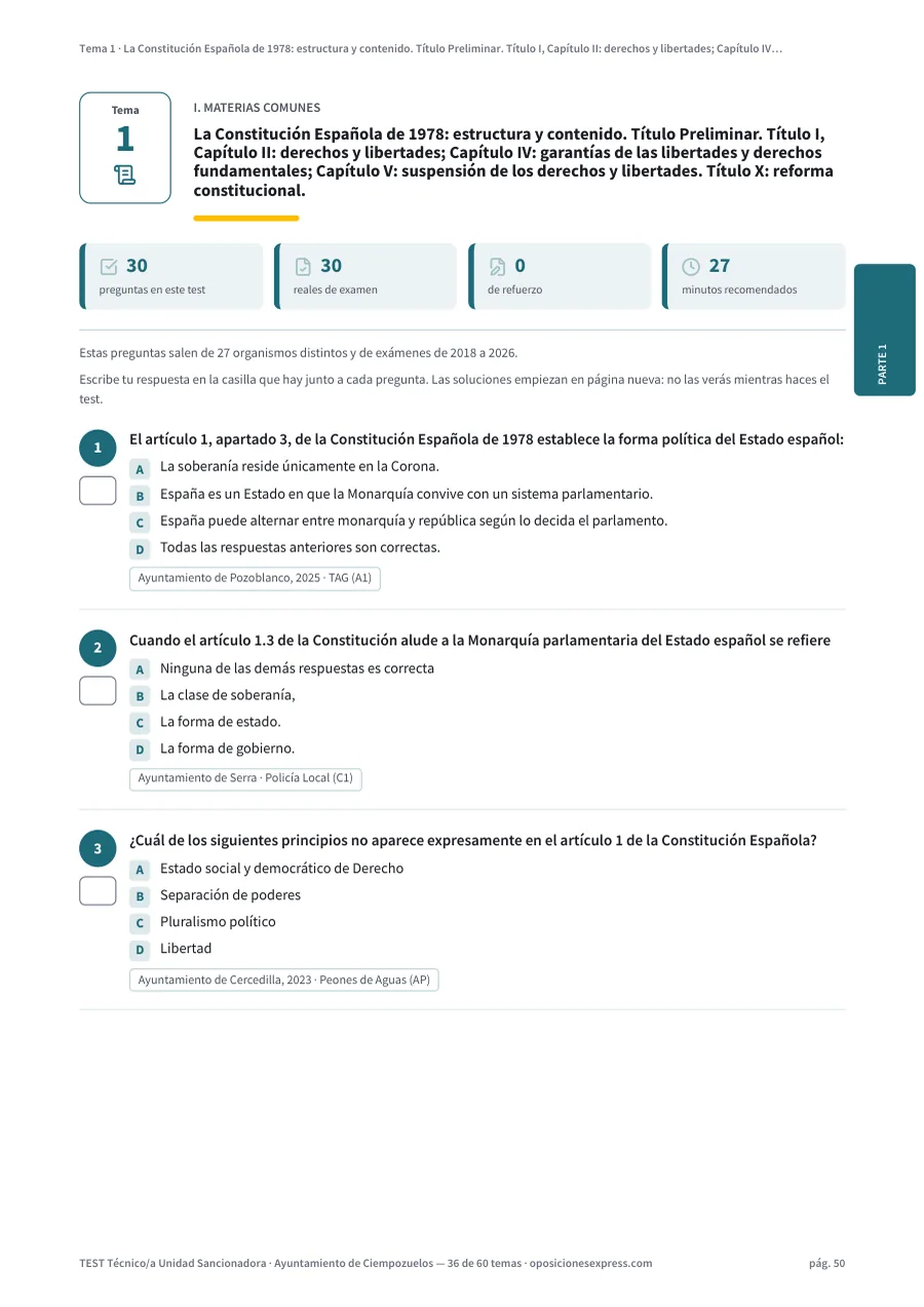 Página del test del tema 1