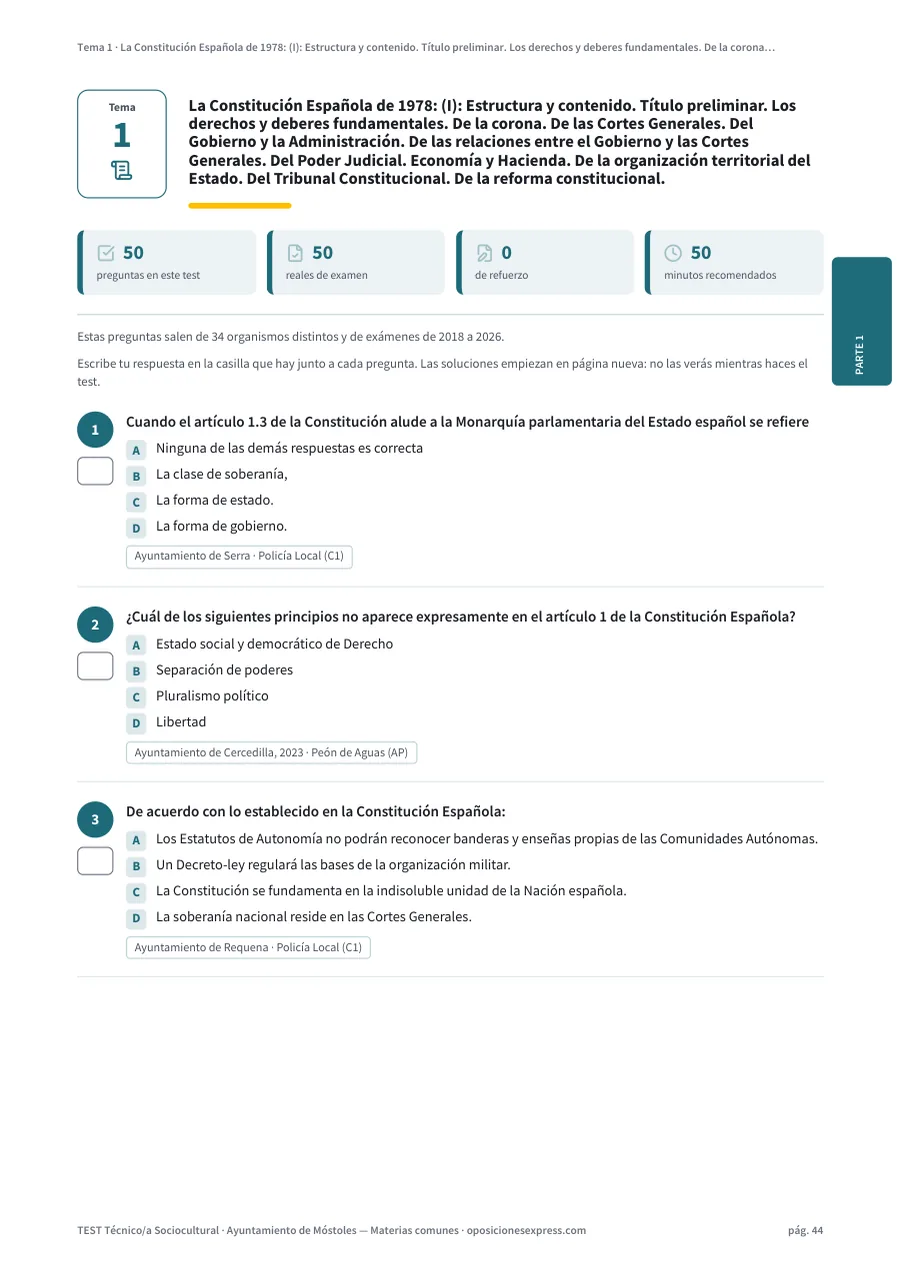 Página del test del tema 1