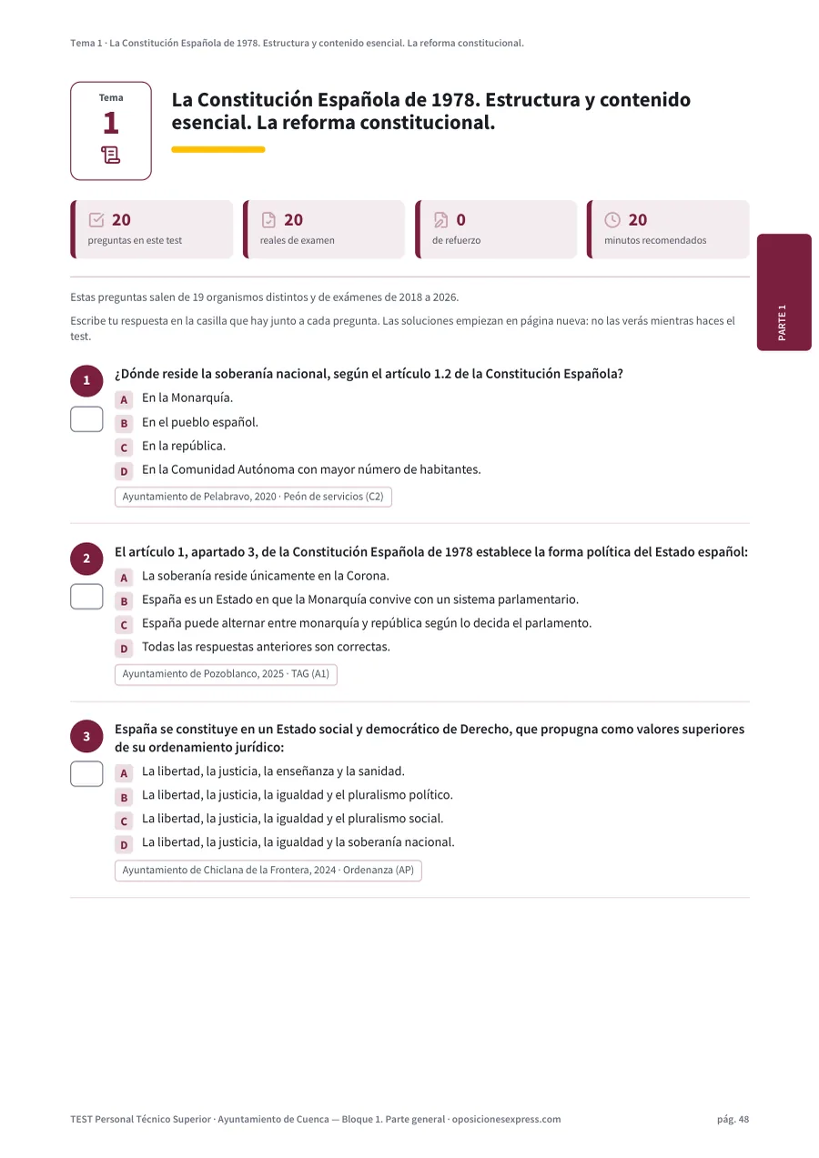 Página del test del tema 1