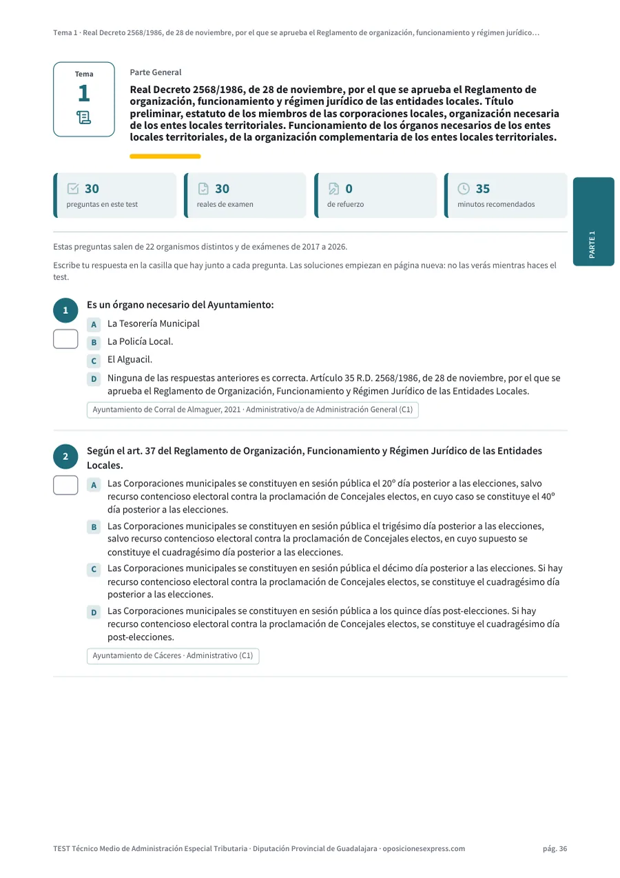 Página del test del tema 1