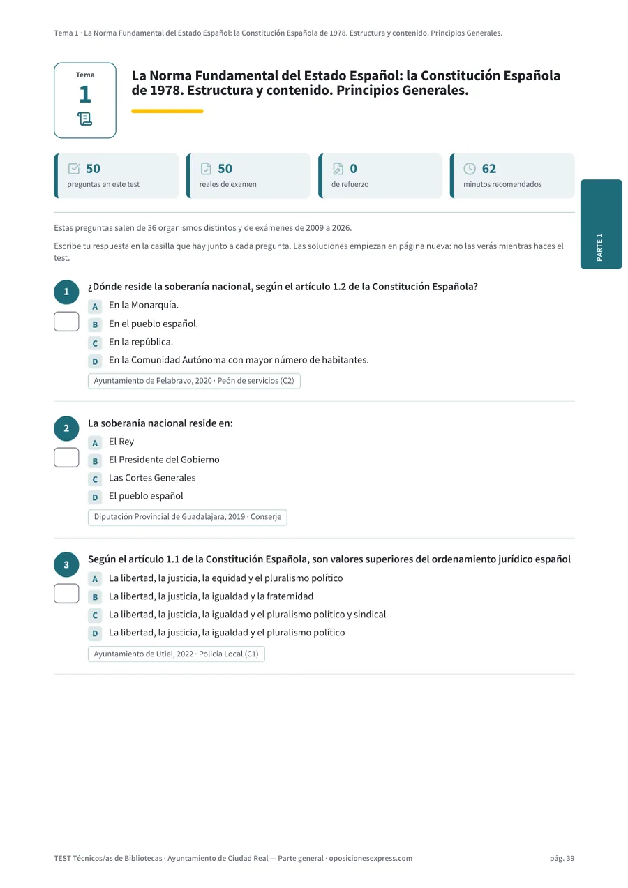 Página del test del tema 1