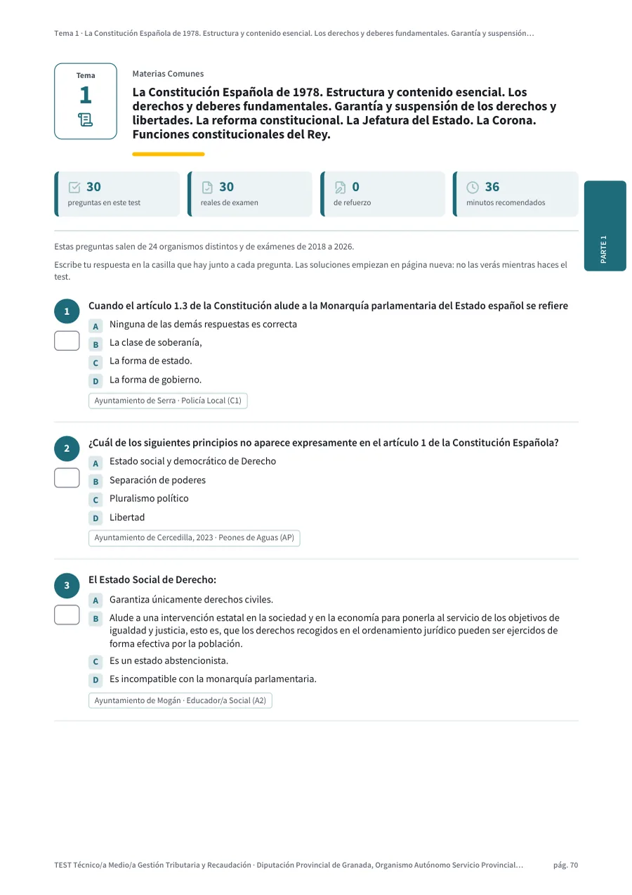 Página del test del tema 1