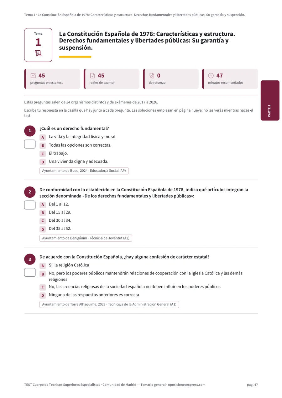 Página del test del tema 1