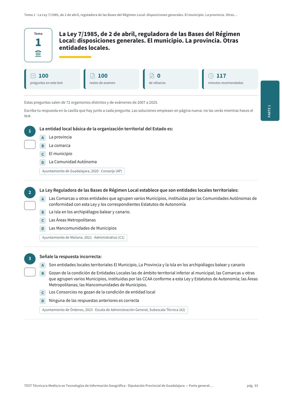 Página del test del tema 1