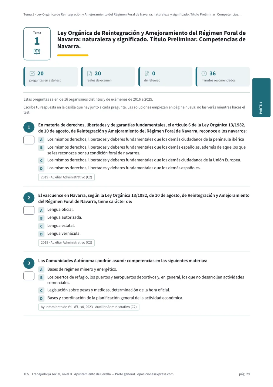 Página del test del tema 1
