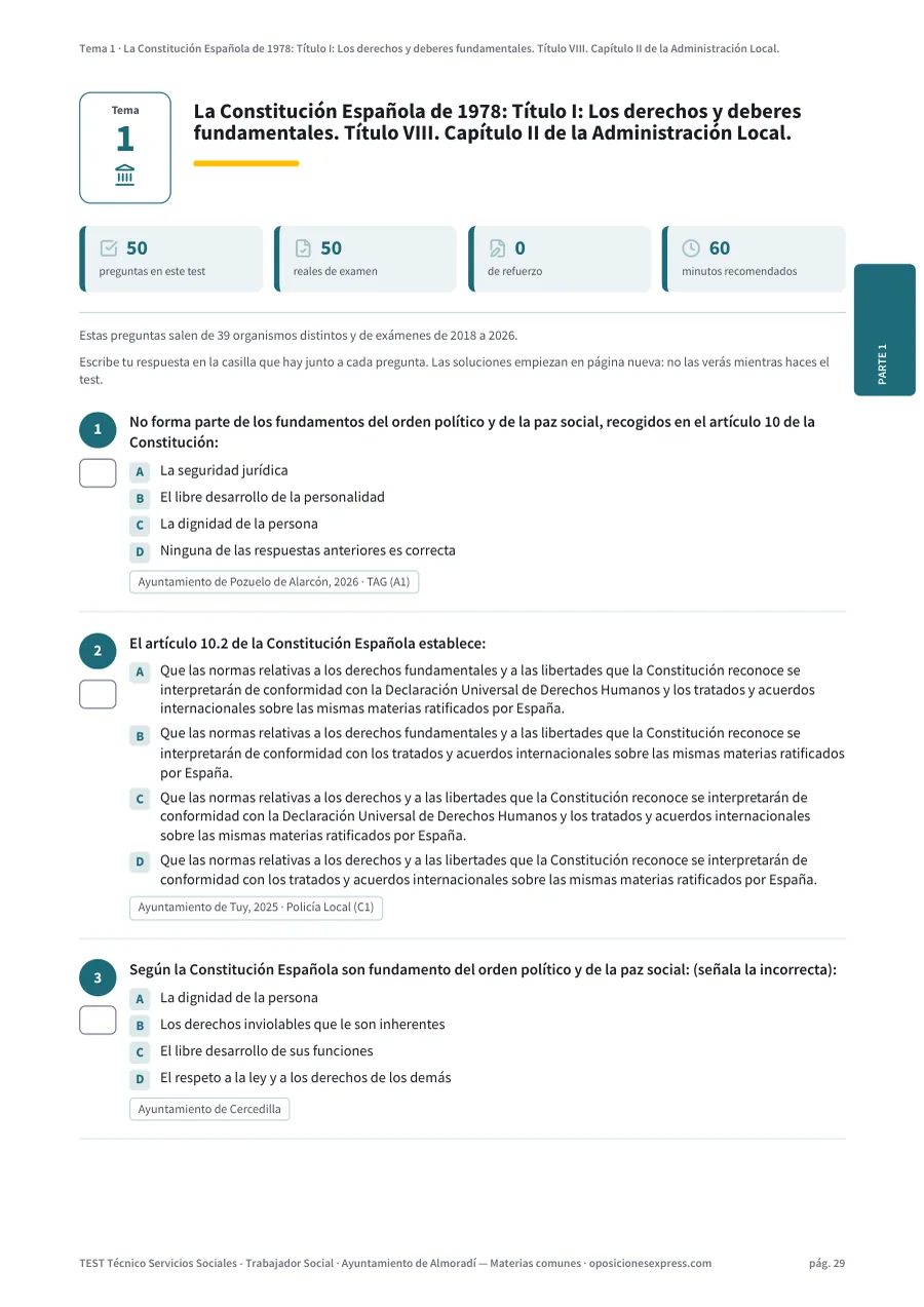Página del test del tema 1