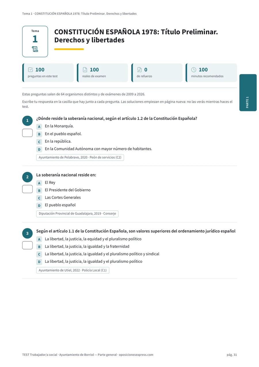 Página del test del tema 1